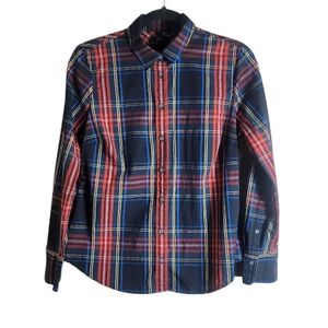 J. Crew slim fit tartan plaid button down long sleeve top size 8P